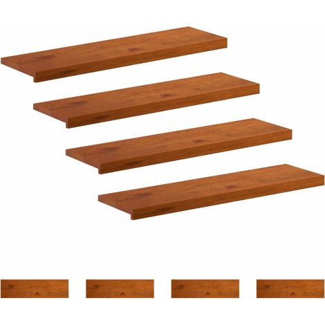 Nez de marche pour escalier intérieur en chêne massif marron 90 x 25 x 2 cm - Lot de 8 (1/5)