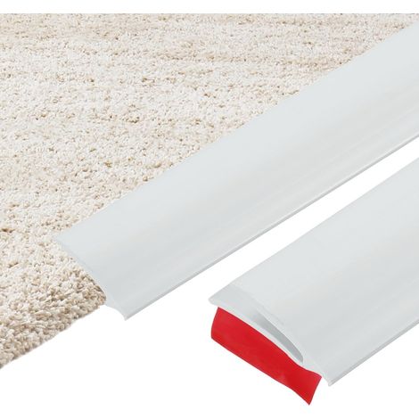 500cm x 32mm x 8mm Profil De Transition Moquette-Carrelage, Bande Autoadhésive Bordure Moquette, Cache-Interstice PVC, Bandeau De Finition Pour Sols Irréguliers, Blanc (1/5)