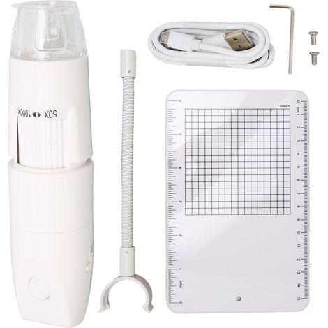 Microscope numérique sans fil HD 8 LED, mini caméra portable WiFi USB compatible smartphone, tablette et PC, blanc (1/5)