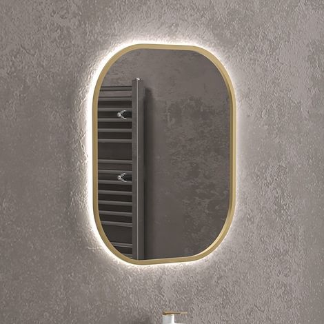 Specchio bagno led retroilluminato 70x80 cm cornice oro  KAM-S6700G kamalu