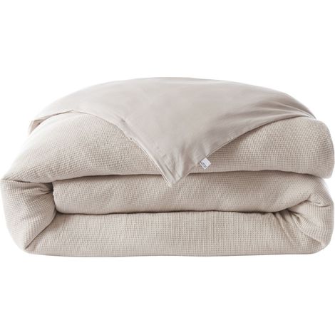 Housse de couette 240x220cm en coton nid d'abeille coloris Pampa - ALMARA