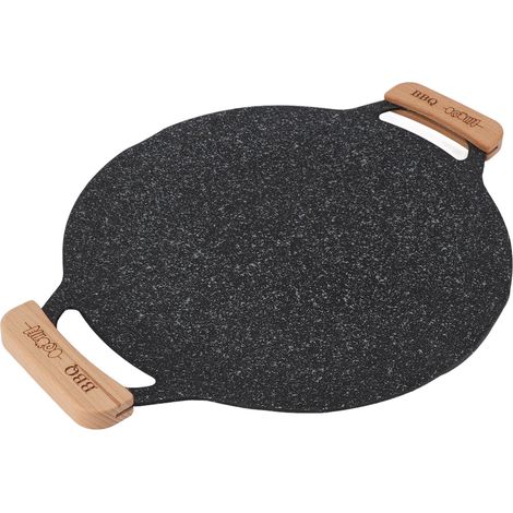Poêle à griller ronde en métal antiadhésif, multifonctionnelle, idéale pour le camping et les activités de plein air. (1/5)