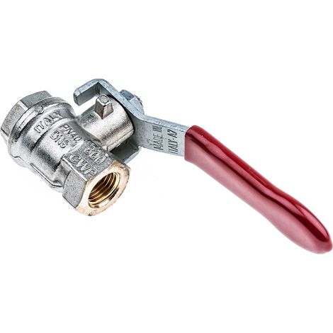 Robinet à boisseau sphérique haute pression en Laiton BSPP 1/4" Poignée Rouge 2 voies ( Prix pour 1 ) (1/4)