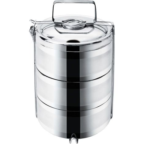 Fiambrera térmica de acero inoxidable, 3 niveles, recipiente para el almuerzo, 3 x 1,1 L (1/2)