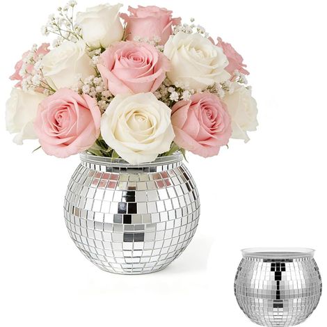 Boule Facette Pot Fleur, Vase Disco Paillettes, Boule Disco Cache Pot, pour Les fêtes, Les Bureaux et Une Utilisation en intérieur. (1/5)