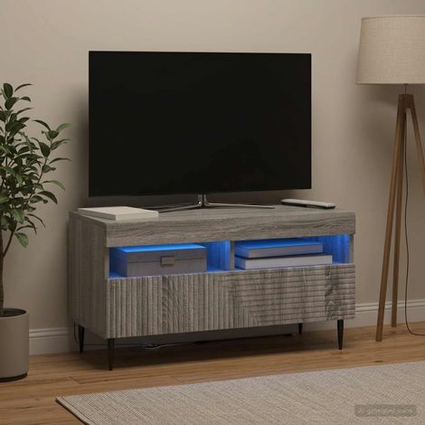 vidaXL LED TV Cabinet HAARLEM 81 x 35 x 43 cm Grey Sonoma (1/5)