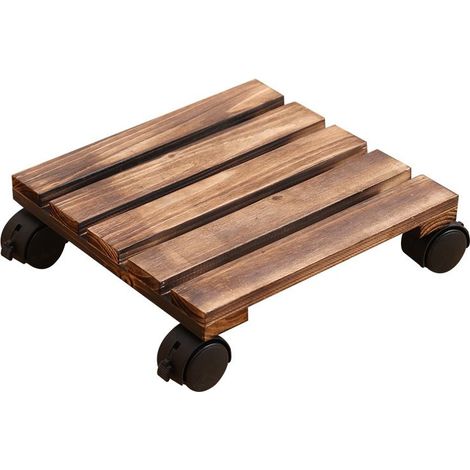 Chariot pour Plantes 250 x 250 mm – Charge maximale 40 kg – Plaque de pin – Look Vintage – Roues avec 4 blocages/Rouleau d'intérieur/Support de Transport pour Plantes (1/4)