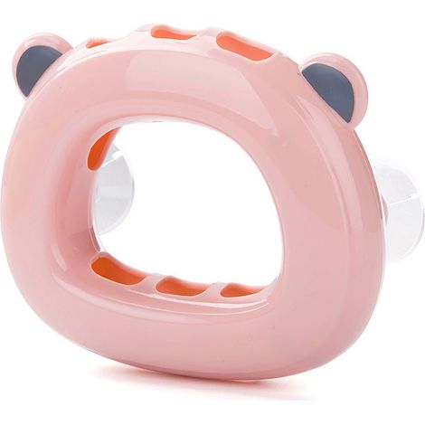 [Wandmontierter Zahnbürstenhalter] Selbstklebender, bärenförmiger Wandhalter mit Saugnapf aus PP+PVC für 3 Zahnbürsten, rosa, 45 g (1/5)