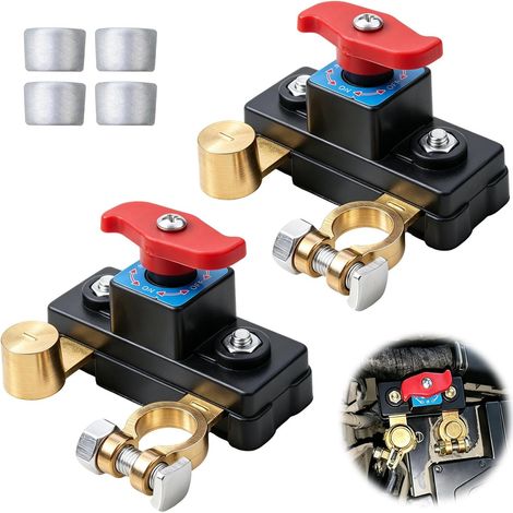 2 Pièces Coupe Circuit Batterie 12V-24V Interrupteur de Batterie en Cuivre Pur Réglable Haute Conductivité pour Voiture, Camion, Bateau, Tracteur, Camping-Car, Moto (1/5)