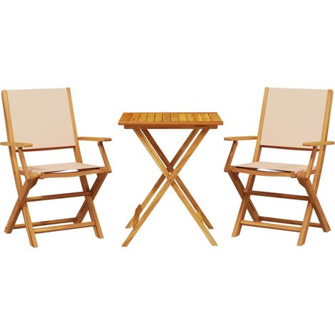 Maison Exclusive - Set da Bistrot 3pz Beige in Tessuto e Legno Massello