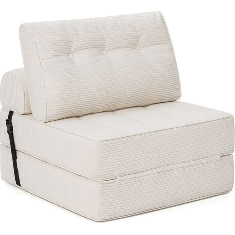 Sofá cama plegable con cojines, sillón plegable con respaldo, sofá cama individual portátil para salón y oficina, 190 x 85 cm, beige