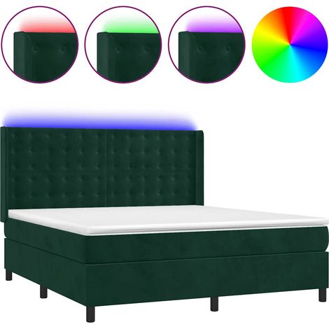 Maison Exclusive - Letto a Molle con Materasso e LED Verde Scuro 160x200cm Velluto (1/5)