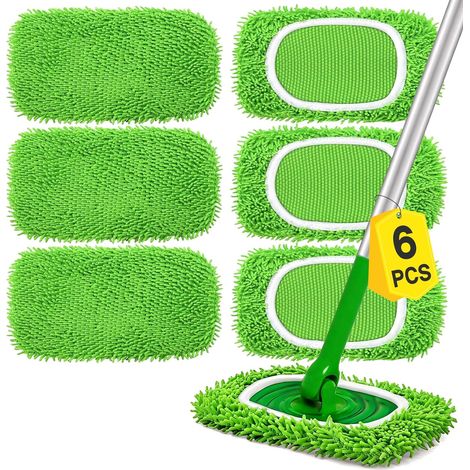 6 Pièces Lingettes Reutilisable pour Swiffer Seche – Réutilisables & Lavables, Compatibles avec Swiffer Bodenwischer Set – Idéales pour Le Nettoyage des Sols Durs et Parquets (1/5)
