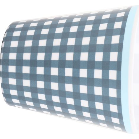 Tasse à eau/café/lait en imitation porcelaine 260 ml, mug pour restaurant/école (grille bleu foncé) (1/5)