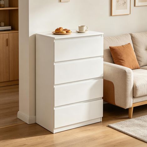 Minimalistischer Nachttisch mit Schubladen, Kommode zur Aufbewahrung im Schlafzimmer, multifunktionales Möbel – puristisches und elegantes Design