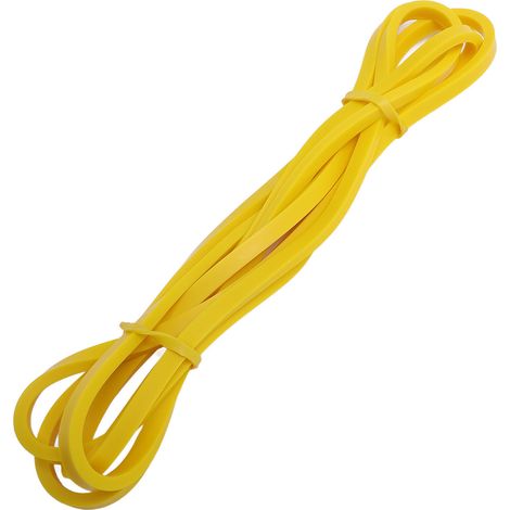 Bande élastique jaune de 6,4 mm, 2,3 à 6,8 kg, en latex haute élasticité, pour la musculation et l'entraînement physique. (1/5)