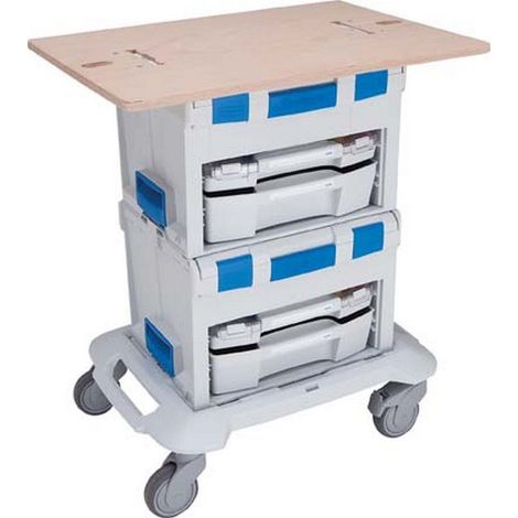 Mesa de trabajo móvil para maletíns de herramientas y LS-BOXX, dimensiones : 500 x 700 x 18 mm, Peso 4500 g