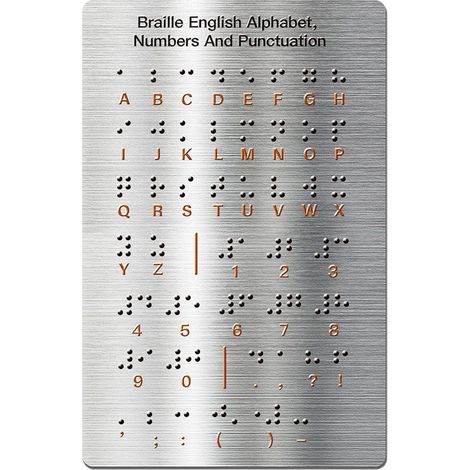 Braille alphabet chart with raised dots for numbers and punctuation an educational tool for blind children learning braille. (1/5)