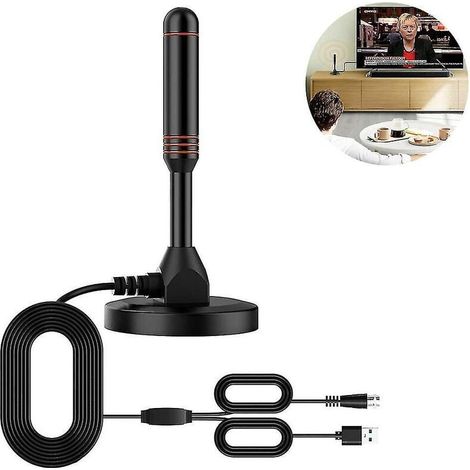 SNQ – Antenne TV HD numérique 360° – Réception analogique et numérique – Base magnétique et câble coaxial inclus – Installation intérieure/extérieure (1/4)