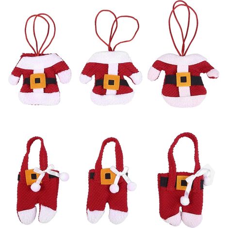 Sac de Vaisselle de Noël 6 Pièces, Porte Couverts Noël, Deco Table de Noël, Titulaire de Noël Fourchette Cuillère Sac de Rangement Dîner (1/5)