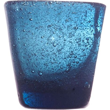Verre à shot deep blue Memento Synth en verre soufflé 5,5 cm x 6 cm