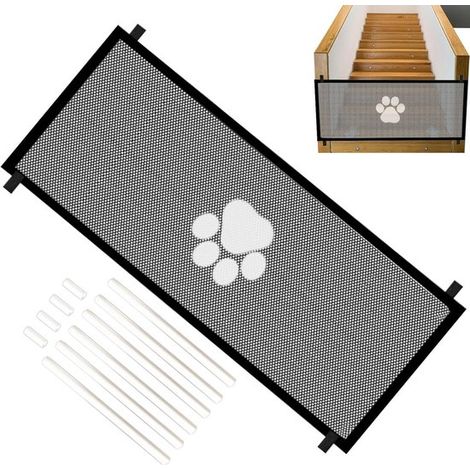 Cancello di sicurezza per animali domestici, cancelletto per scale, divisorio per ambienti, parete a rete regolabile, cancelletto per porte interne. Facile da montare, leggero e pieghevole. Contiene (1/5)