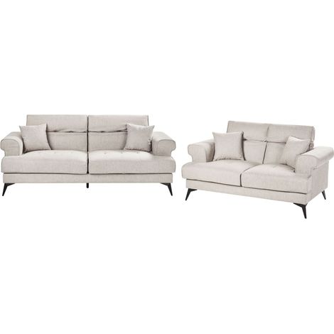 Living Room Set 5 Seater SKIVE Fabric Taupe (1/5)