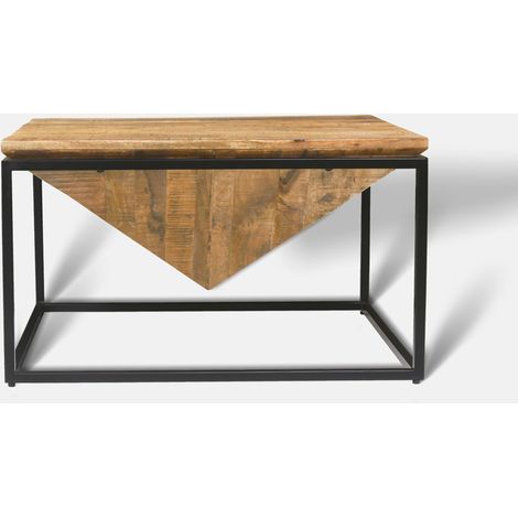 Industrial Diamond Coffee Table - Mango Wood/Iron - L80 x W80 x H47 cm - Mango PP Saw Finish