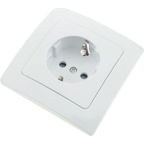 Prise schuko encastrable avec plaque de finition 80x80mm série Lille blanc (1/4)