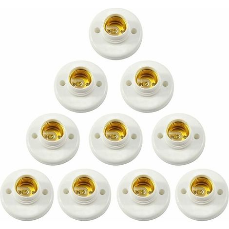 Support de lampe E27 douille à vis en plastique support mural support de convertisseur de base de lampe à LED pour ampoule E27 douille à vis ronde en plastique pour douille d'ampoule 10 pièces