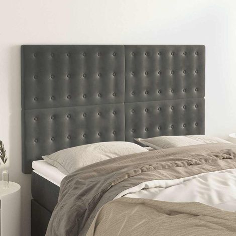 vidaXL Cabecero gris oscuro 144x5x118/128 cm terciopelo (1/5)