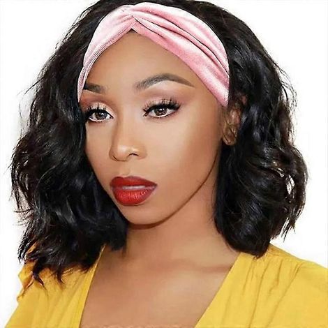 Perruque courte afro bouclée avec bandeau pour femmes noires, 180 % cheveux synthétiques ondulés.