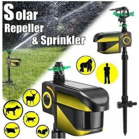 Solarbetrieben, wiederaufladbar, automatische Infrarot-Abwehr, induktionsaktivierte Bewässerung, Bewegungsmelder, Außenabwehr für Hunde, Katzen, Vögel und Schädlingsbekämpfung (1/4)