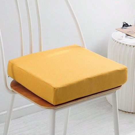 Coussin de siège en mousse haute densité, 50 x 50 x 5 cm, léger et confortable(jaune doré)