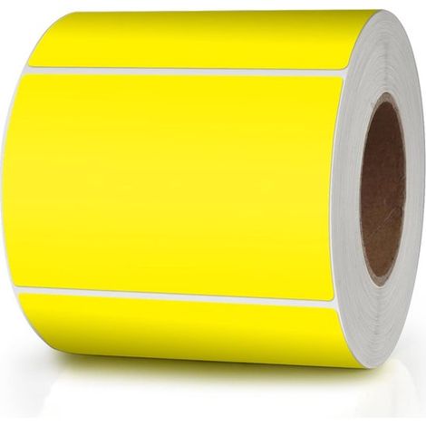 Etiquetas autoadhesivas rectangulares amarillas Mother Meitaat, 76x50 mm, con código de color, en rollo extraíble, paquete de 1000 unidades. (1/5)