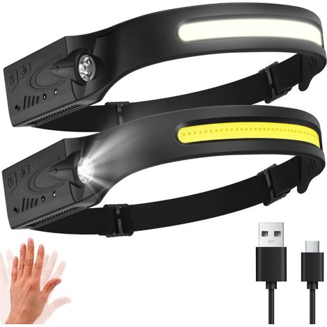 Lampe Frontale LED Ultra Puissante, Lampe Frontale Rechargeable USB C avec 5 Modes d’Éclairage, Détecteur de Mouvement, IPX4 Étanche Légère Super Lumineux pour Randonnée Bricolage Camping Pêche (1/5)