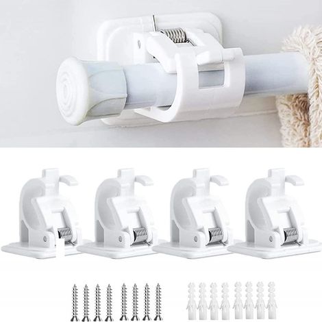 Crochet Pour Rideau Auto-Adhésif - Sans Perçage - Compatible Tige Pour Rideau Et Porte-Serviette - Blanc - Lot De 4 (1/5)
