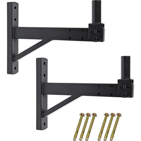 Support Mural pour Haut-Parleur, Support pour Enceinte, Support Mural pour Haut-Parleur inclinable, supporte jusqu'à 100lbs,HD-319(2 Packs Noir) (1/5)