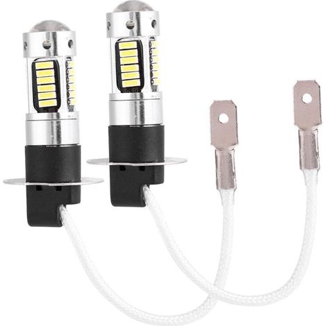 Paire de phares de voiture LED blancs H3 4014, ampoule DRL antibrouillard, lampe DC 12V