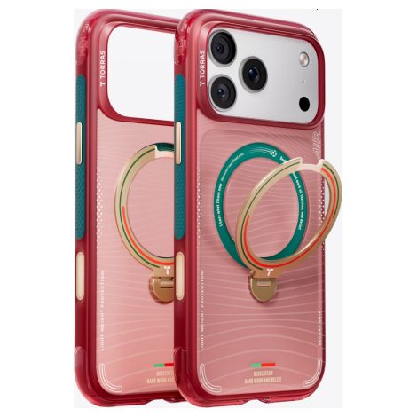 Funda Torras World Cup Ostand Q3 Air - Compatible con MagSafe para iPhone 17 Pro (rojo Portugal)