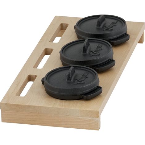 BBQ-Toro Mini Dutch Oven Set con base in legno 3 x Ø 11 cm Pentole in ghisa (1/5)