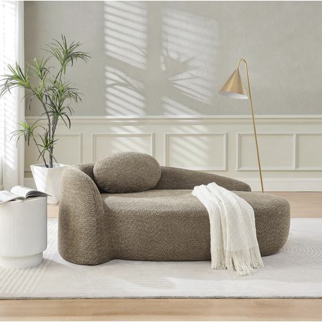 Canapé 170x96x62 cm marron, assise compacte en tissu peluche, avec coussin MEUBLIV (1/5)