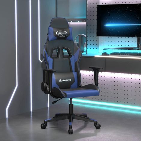 vidaXL Silla gaming cuero sintético negro y azul (1/5)