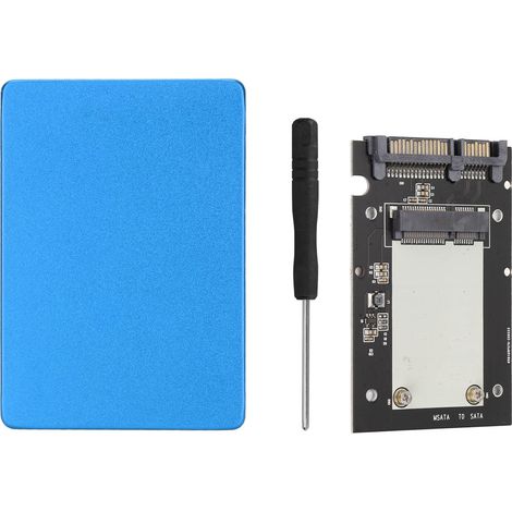 Boîtier adaptateur SSD en alliage d'aluminium 6Gbps, carte adaptatrice MSATA vers SATA3.0 ultra-mince pour disque dur, transmission de données, ordinateur, bleu (1/5)