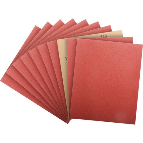 Papier de Verre, Papier Abrasif 120 Grains Utilisé pour polir le métal le bois les voiture, 10 Pièces Papier à Poncer 9x11 pouces (23x28cm) (1/5)