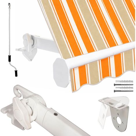 Tenda Da Sole A Caduta 2mt X 2,50mt Con Bracci Regolabili - Arancio e tortora rigata
