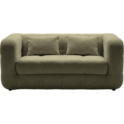 ARLETTE - Canapé droit tissu chenille 2 places Vert (1/5)