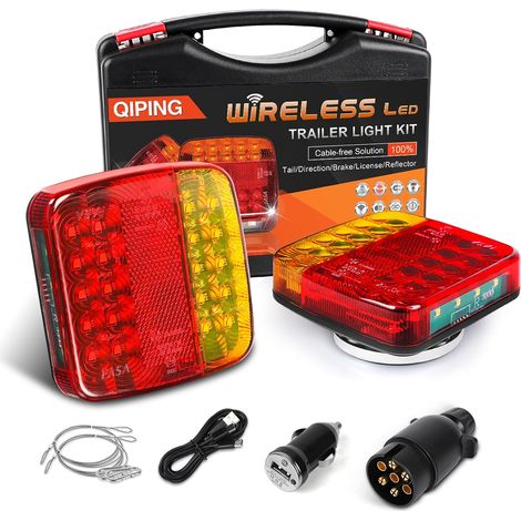 Feu remorque sans fil, kit éclairage arrière magnétique LED Feux Arrière Pour Auto Camion Tracteur Remorque Caravane (1/5)