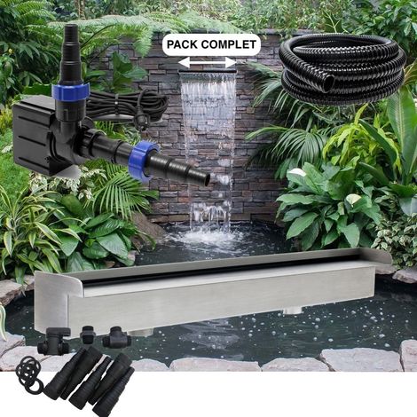 Pack Complet Cascade - Lame D'Eau 60 cm Inox , Pompe, Tuyau, Connecteurs Bassins de jardin et piscines (1/5)
