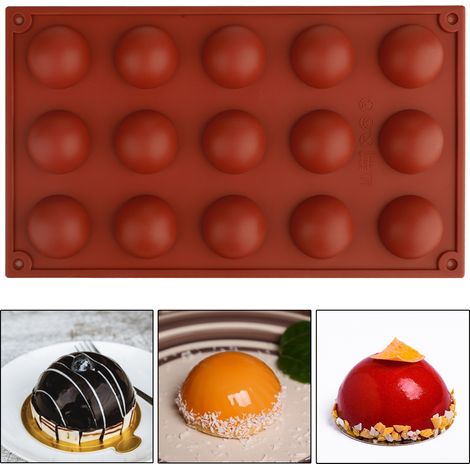 Moule silicone 15 alvéoles réutilisable pâtisserie chocolat savon fondant gâteau anniversaire déco café 29.5x17.3x2cm Ø4cm 1 pièce (1/4)